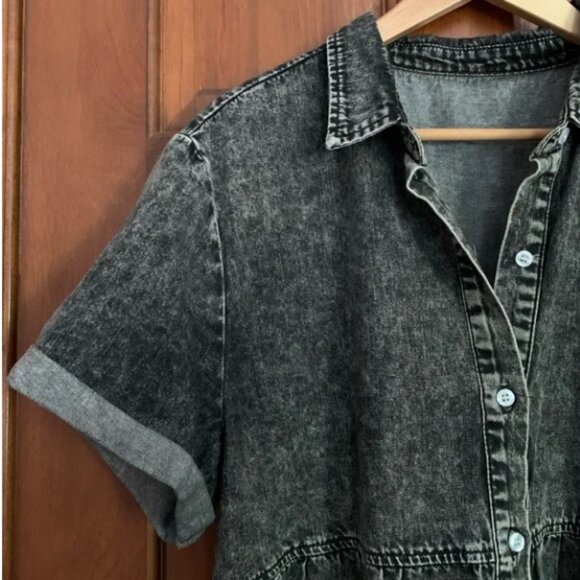 Babydoll Black distressed button down denim dress - XL - Picture 6 of 6